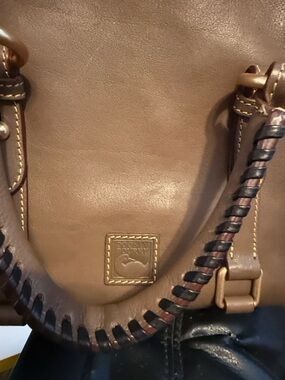 Dooney & Bourke Tan Leather Shoulder Bag with Braided Handle Authentic